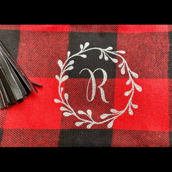 Monogram red and black check tote or purse & pouch - Picture 5 of 14